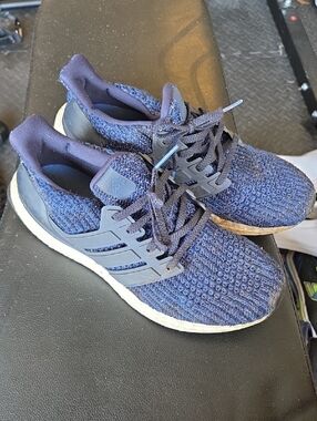 Adidas Adiboost Blue Knit Running Sneakers with White Midsole